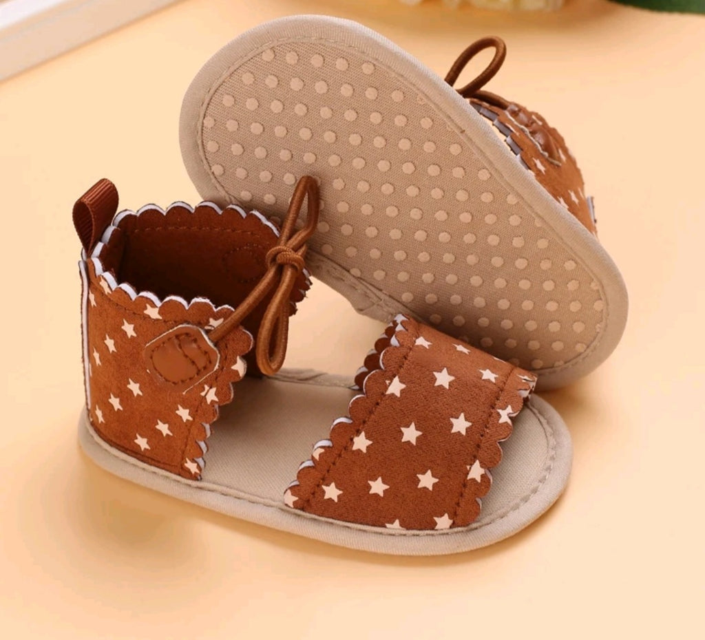 Star Print Tie Front Sandals