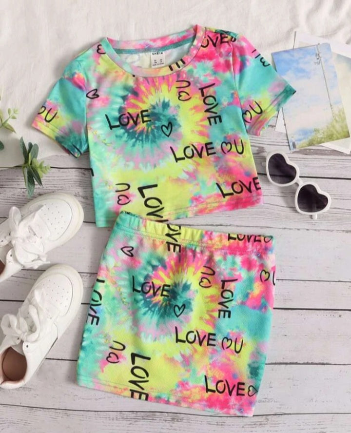 Toddler Girls Tie Dye Tee & Skirt