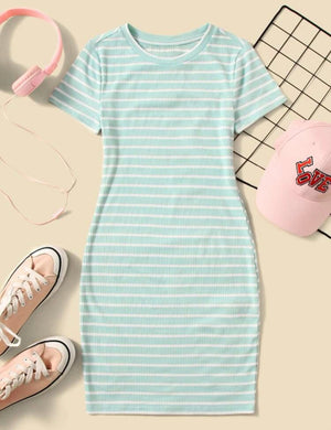 Mint Green Striped Dress