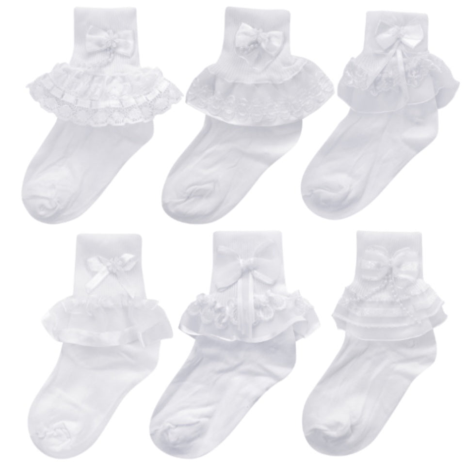 Girls White Casual Socks