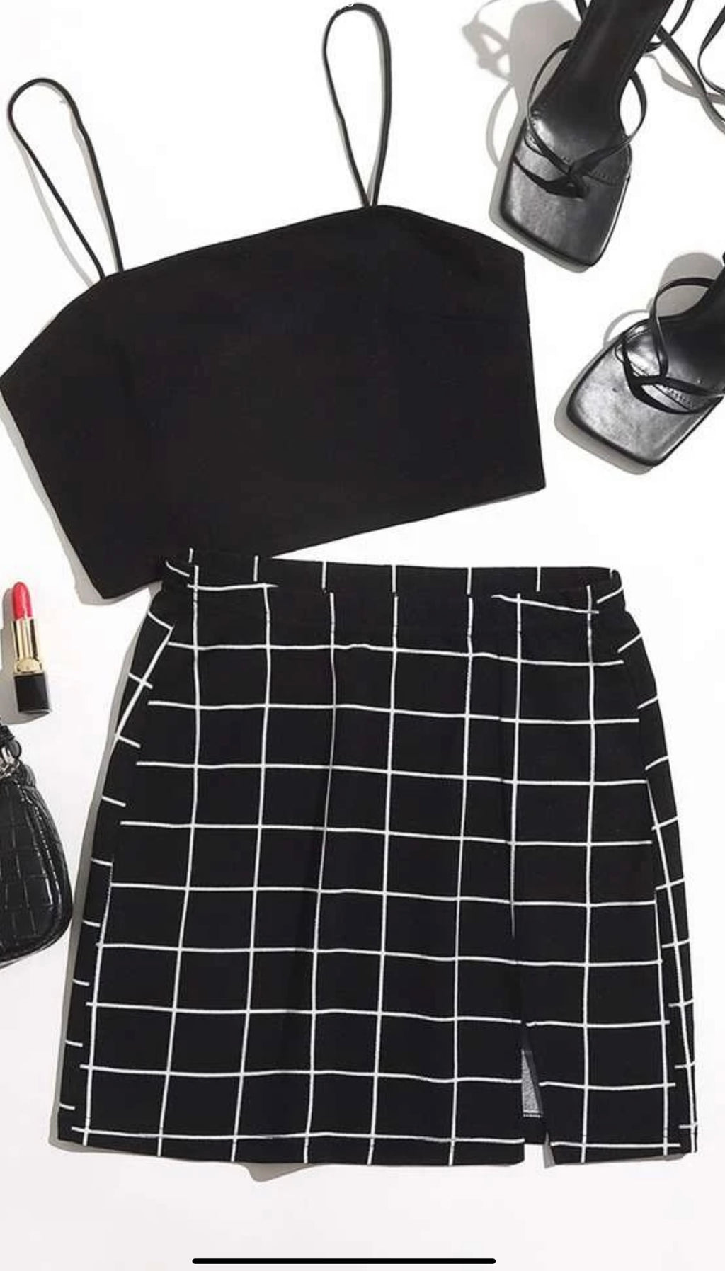 Solid Cami Top & Split Skirt