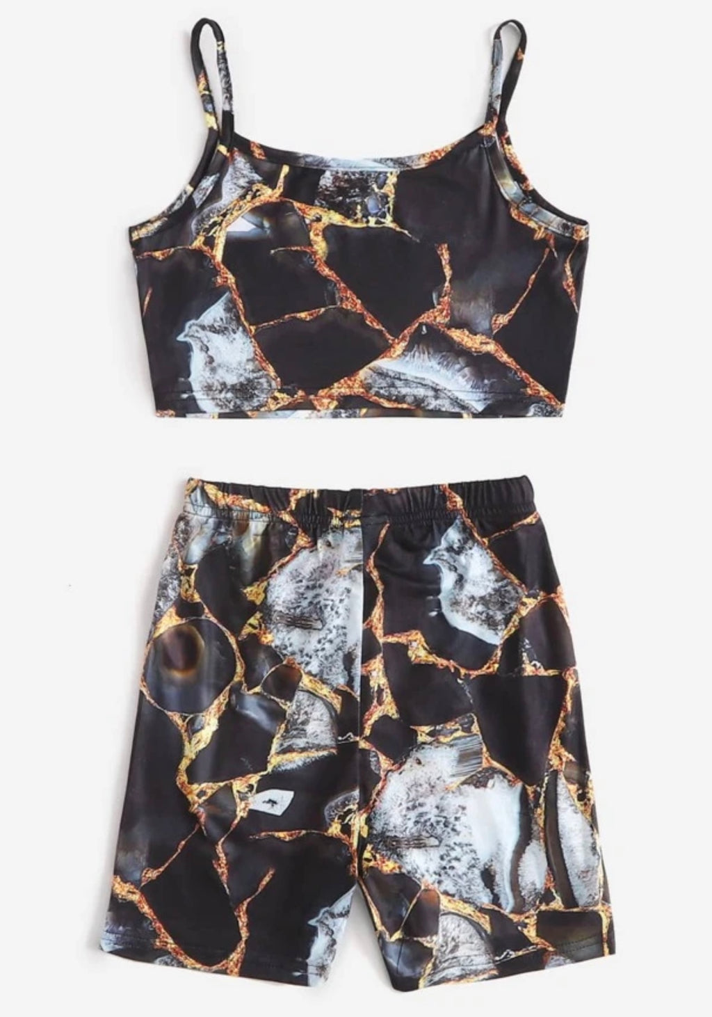 Marble Cami Top & Biker Short Set