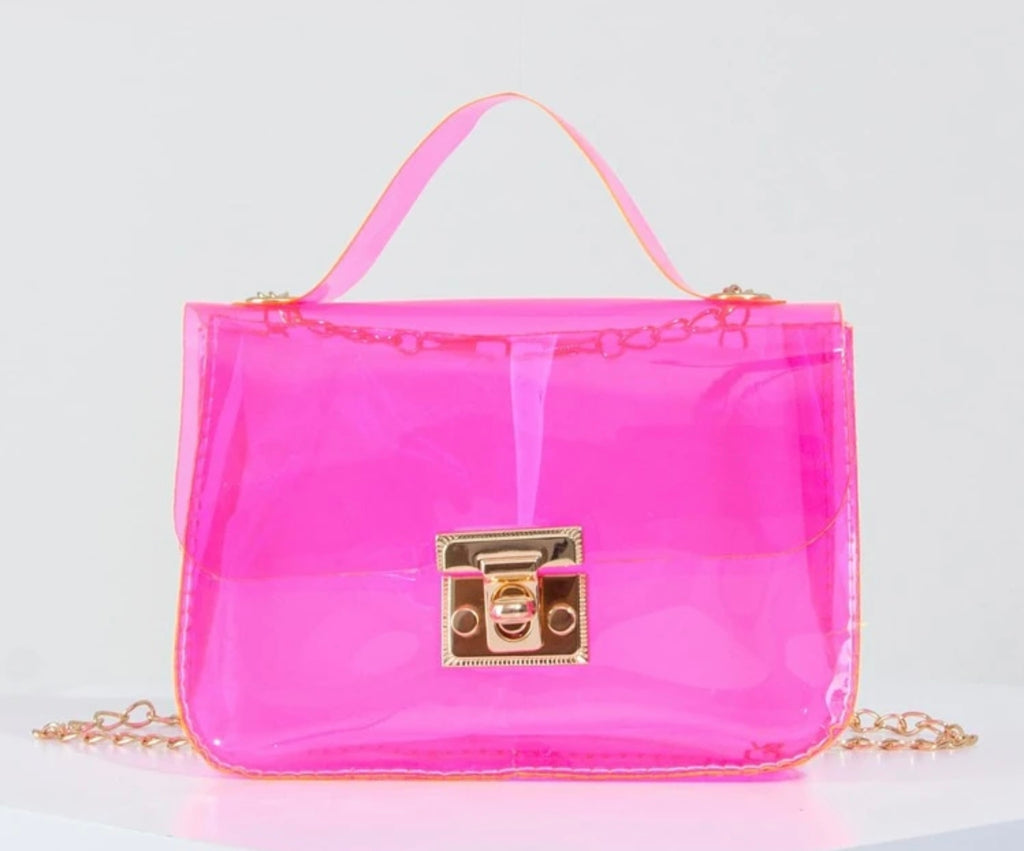 Clear Twist Pink Chain Bag