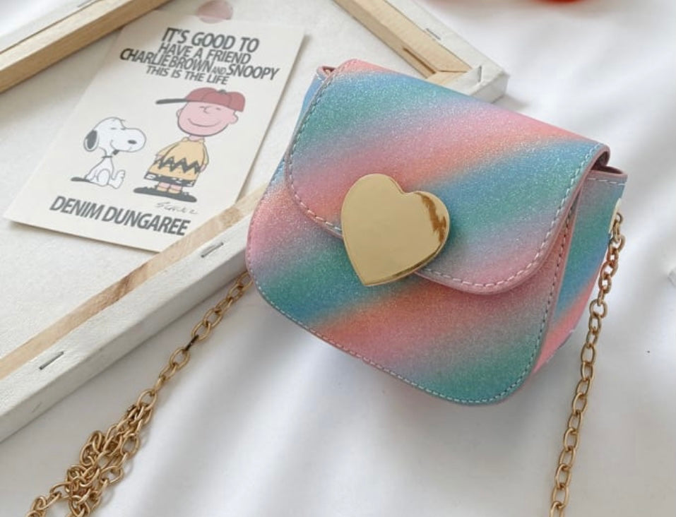 Fashion Heart Metal Rainbow Purse