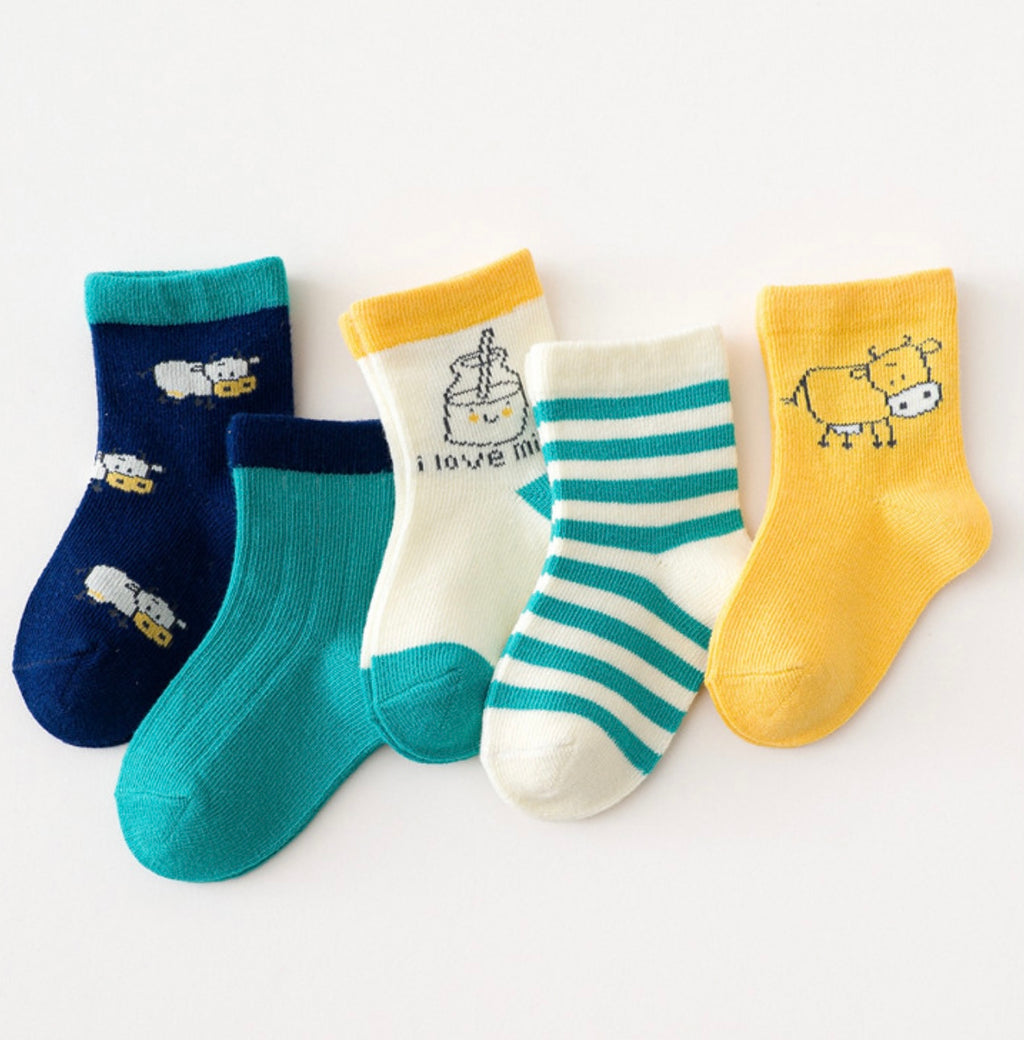 5pk multi-color socks (6-18M)